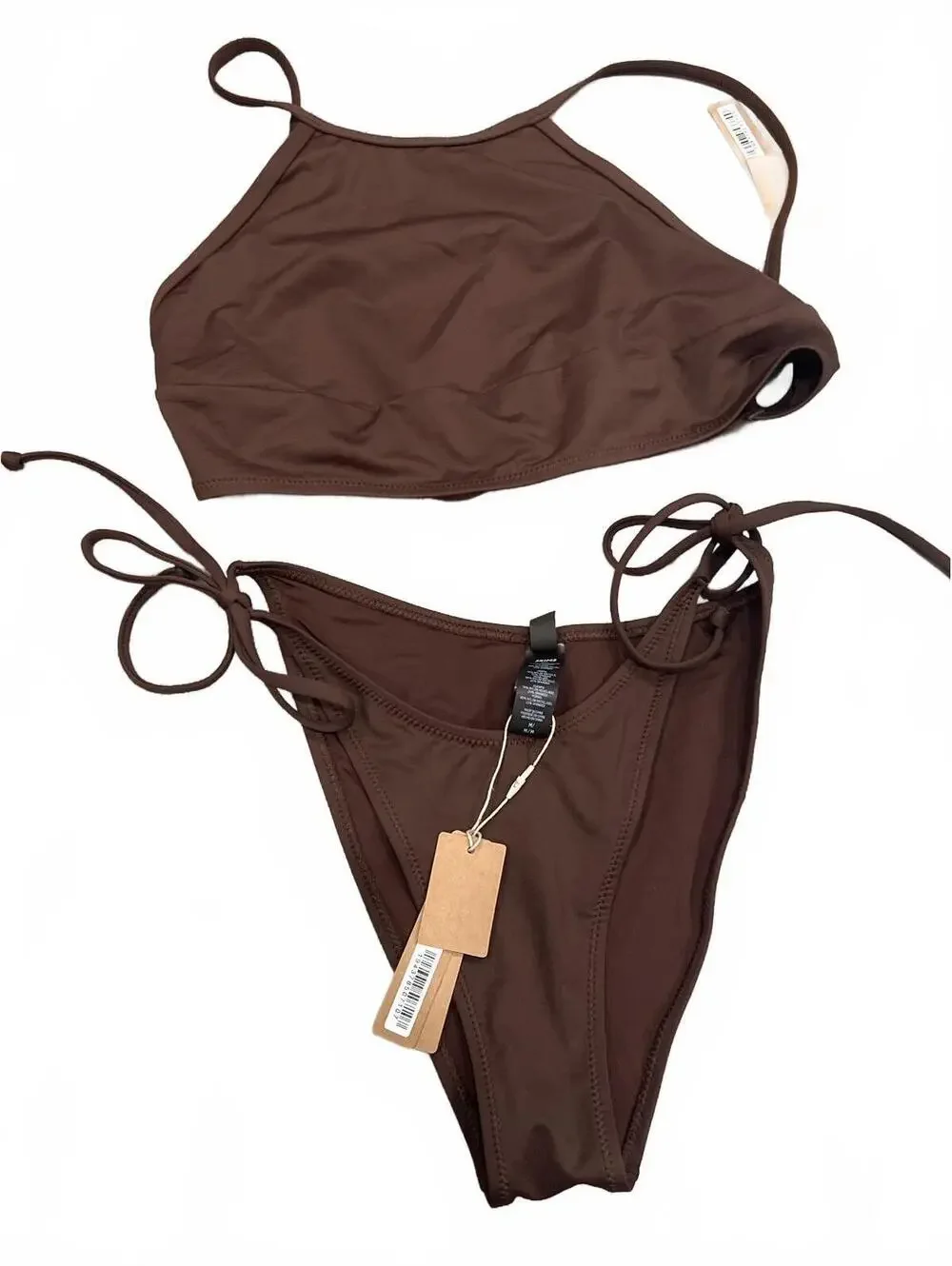 Skims recycled swim high neck top large & swim dipped tie bottom medium